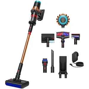 Aspirator vertical cu functie de spalare Dyson V16 Piston Animal Submarine™ 492969-01, 900W, putere aspirare 315AW, autonomie pana la 70 minute, lumina LED, perii anti-incurcare si role de spalare podele, matte black/copper