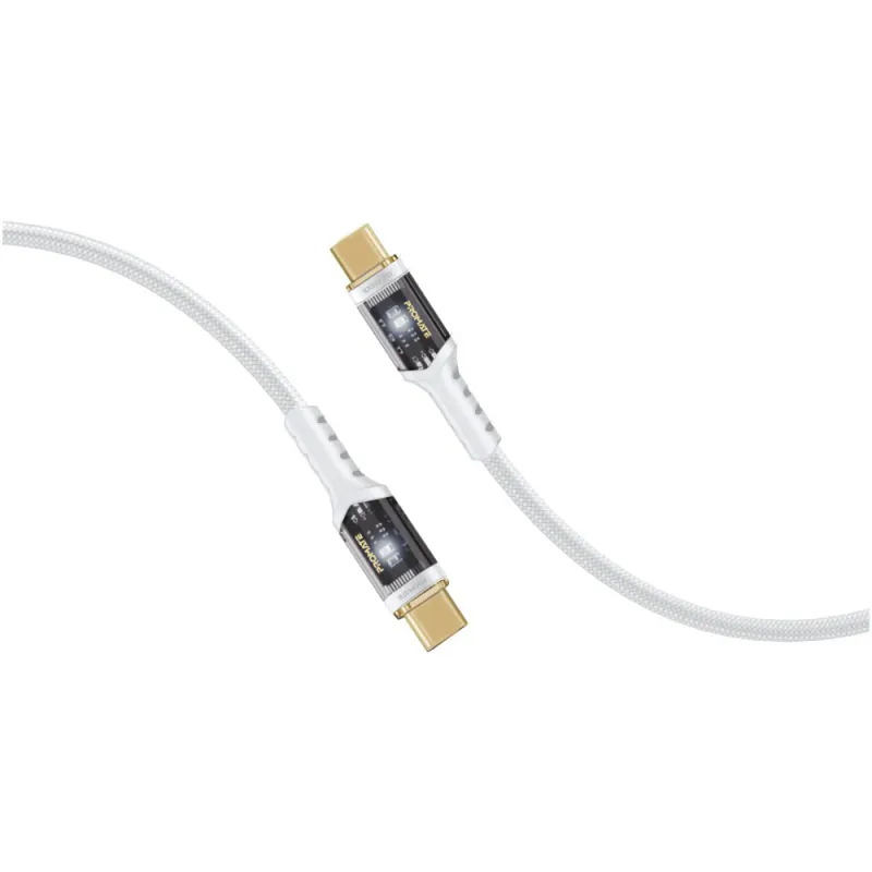 Cablu date PROMATE LucidLine-CC120, USB-C - USB-C, 100W Power Delivery, 1.2m, alb