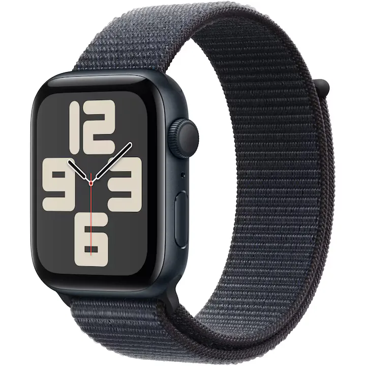 Apple Watch SE (2024), GPS, Carcasa Midnight Aluminium 44mm, Ink Sport Loop