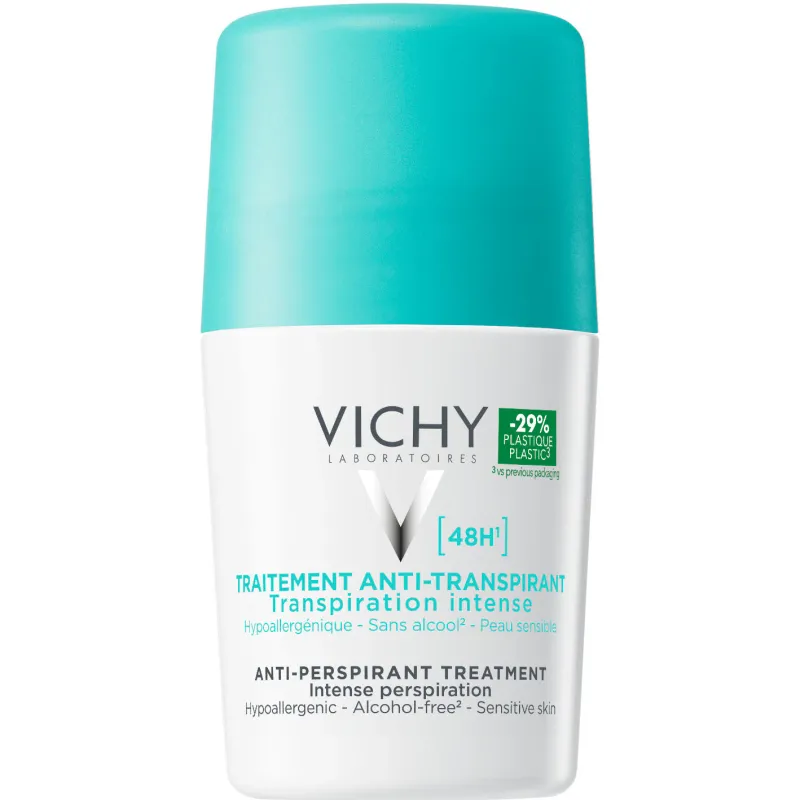 Deodorant roll-on antiperspirant Vichy cu parfum impotriva transpiratiei intense, 48h, 50 ml