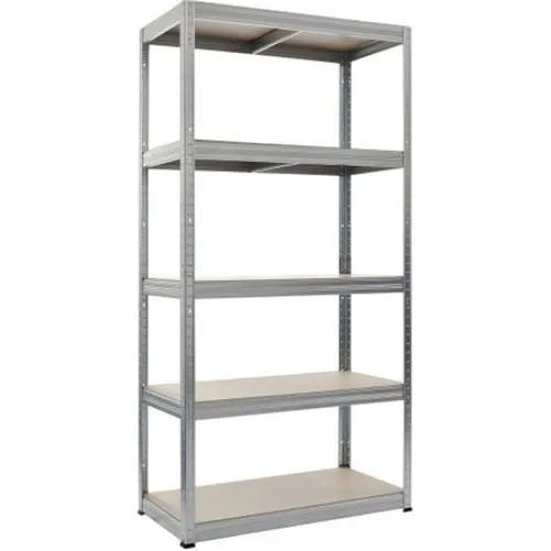 Raft metalic 5 polite MDF STRATEGIC 180x90x40 CM, 175 kg/polita, montaj fara surub prin clipsare, galvanizat, cadru metalic din otel zincat, polite maro, fabricat in UE
