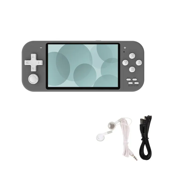 Consola portabila jocuri, NUODWELL, Cu casti audio, Ecran 4.3 inch, Redare muzica/video/e-book, Peste 6000 de jocuri instalate, Acumulator 1500 mah, Usor de utilizat si de transportat, ABS, 17.5x7.5cm, Gri