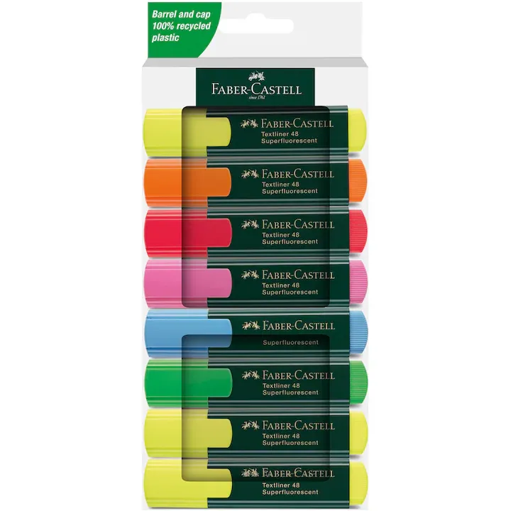 Textmarker Faber-Castell 1548, cutie carton 2024, 8 buc/set