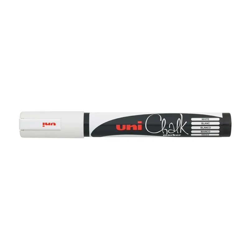 Marker Uni Ball cu creta lichida, 1.8-2.5 mm, alb