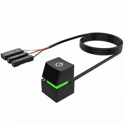 Buton Mecanic, Pornire Desktop, LED 7 Culori, Rqiurpn, PC extensie ON/OFF PC LED, Lumina LED, Negru