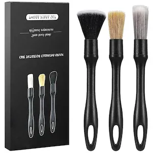 Set 3 perii profesionale, Hggzeg, Design fara metal si ergonomic, Nu este usor sa pierzi parul, Suspendabil, Pentru detailing si curatare interior-exterior auto, ventilatie, jante si spatii greu accesibile, ABS, 22cm, Negru