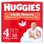 Scutece Huggies Little Movers Jumbo , marimea 4, 7 - 18 kg, 50 bucati