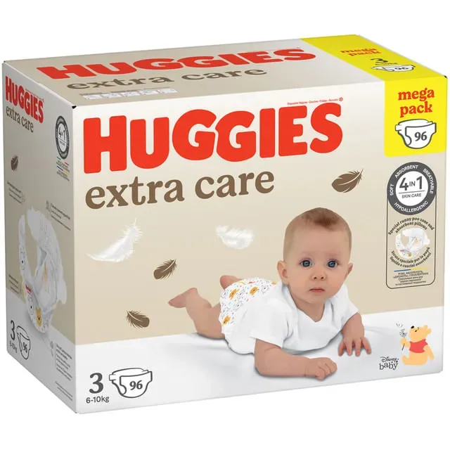Scutece Huggies Extra Care, marimea 3, 6 - 10 kg, 96 bucati