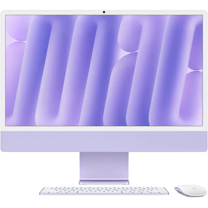 Sistem Desktop PC iMac 24" cu procesor Apple M4, 8 nuclee CPU and 8 nuclee GPU, 24", Retina 4.5K, 16GB, 256GB SSD, Purple