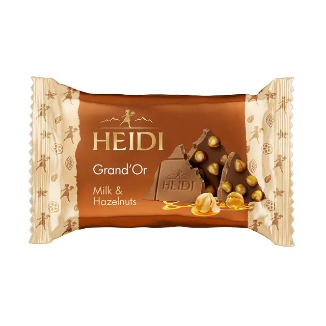 Ciocolata cu lapte cu alune de padure caramelizate Heidi Grand'Or, 27 g