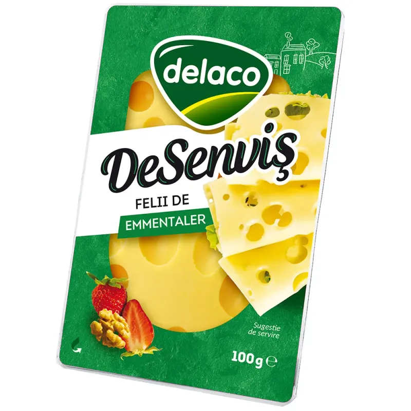 Cascaval emmentaler felii Delaco De Senvis, 100 g