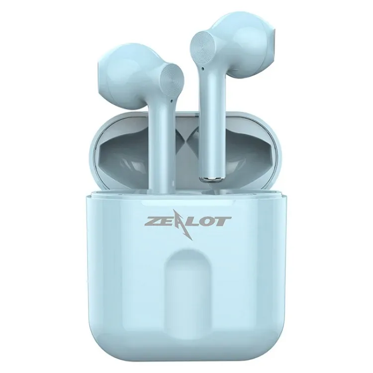 Casti fara fir Bluetooth, Zealot T2 TWS, apel stereo, operatiune tactila, Bluetooth V5.0, albastru