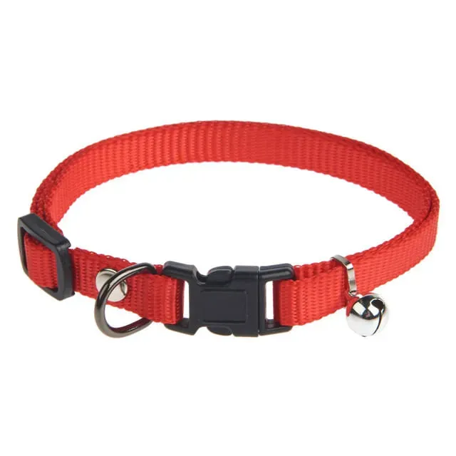 Zgarda cu clopotel pentru pisici Auchan, marimea M/L, 1 x 20 - 40 cm, rosu