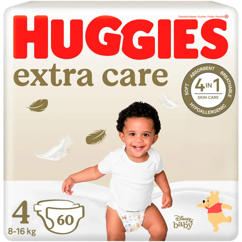 Scutece Huggies Extra care 4, 8-16 kg, 60 buc