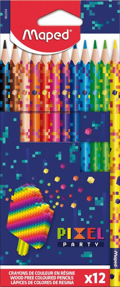 Set 12 creioane colorate Maped Pixel Party, Multicolor