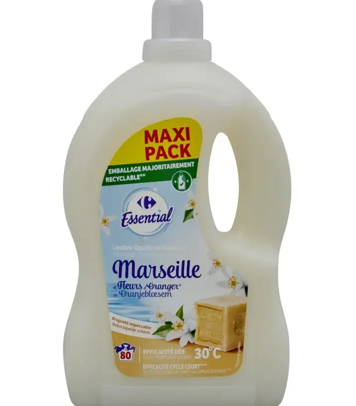 Detergent lichid de rufe cu sapun Marseille Carrefour Essential, 3.6L