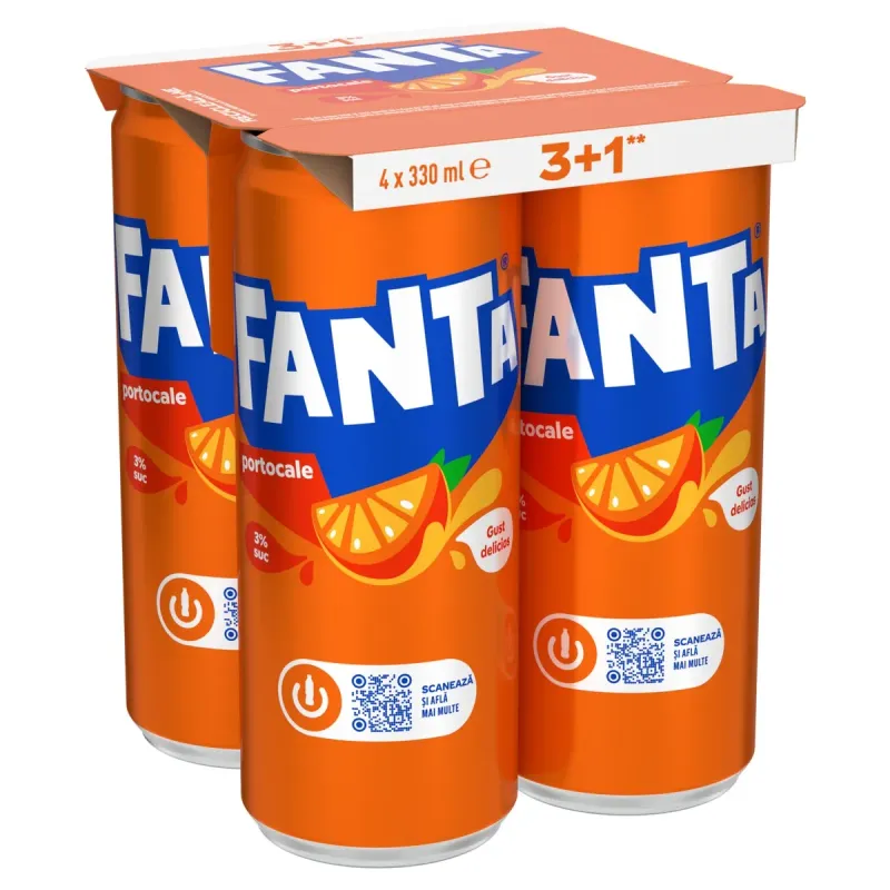 Bautura carbogazoasa Fanta Portocale, 3+1 x 0.33 l
