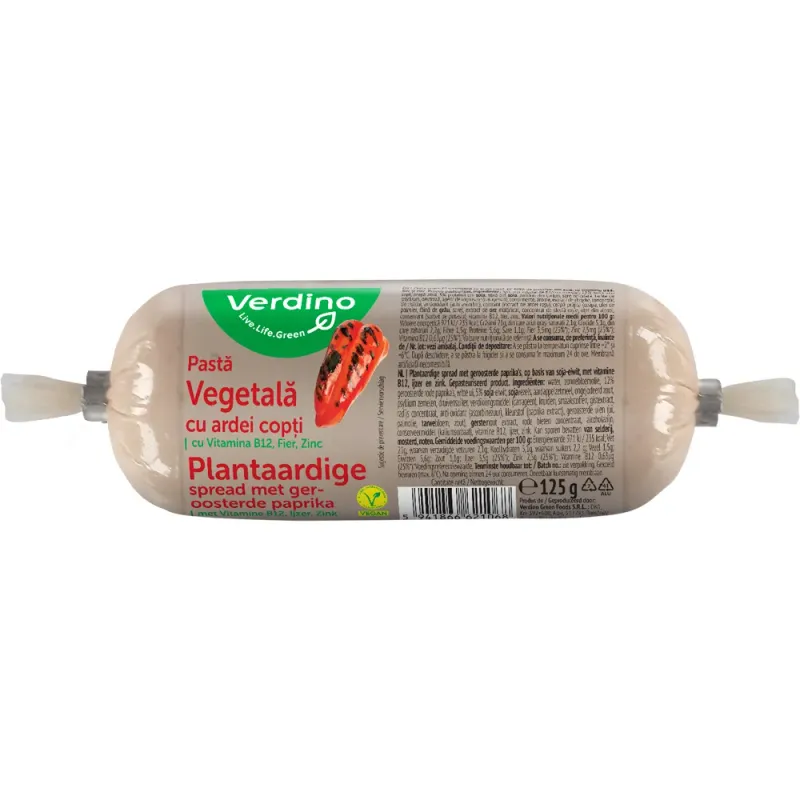 Pasta vegetala tartinabila cu ardei copti Verdino, 125 g