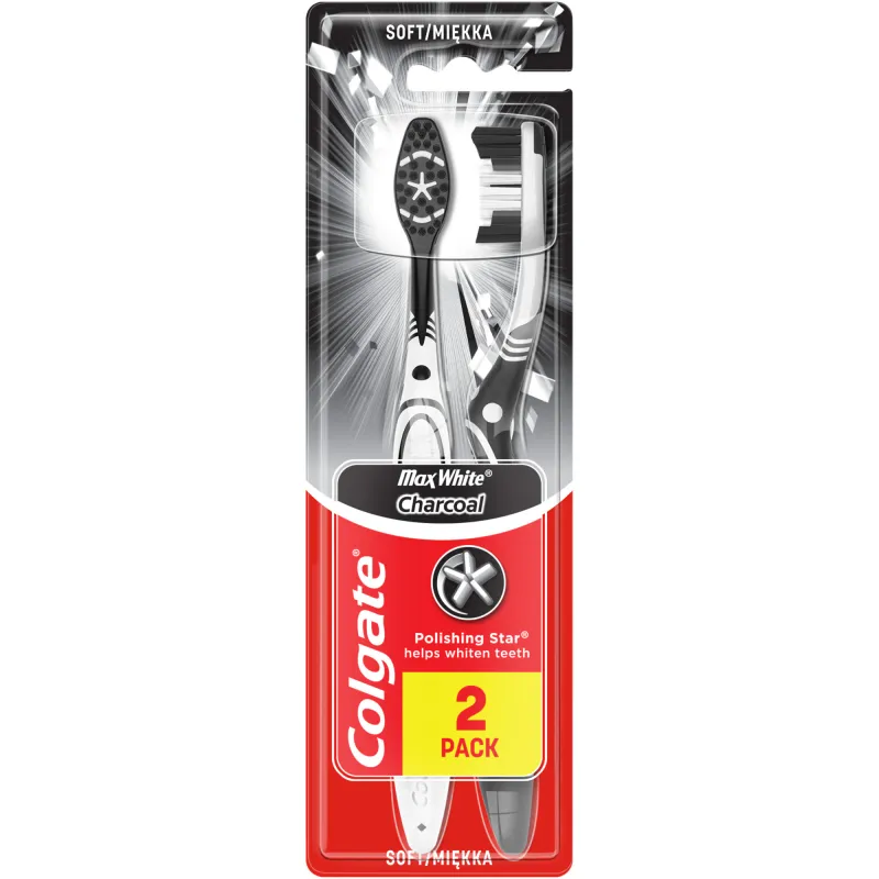 Periuta de dinti Colgate Max White Charcoal, 2 bucati