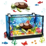 Set de blocuri de constructie pentru acvariu 753piese, ABS, Imbunatatiti coordonarea mana-ochi Seturi de constructie,Testoase marine, corali, pesti