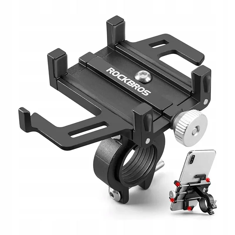Suport Rockbros 699-BK din aluminiu, negru, pentru bicicleta, ajustabil 55x100mm, compatibil cu ghidon de 22x31.8mm