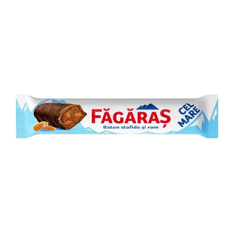 Baton de ciocolata cu crema cu aroma de rom si stafide Fagaras, 45 g