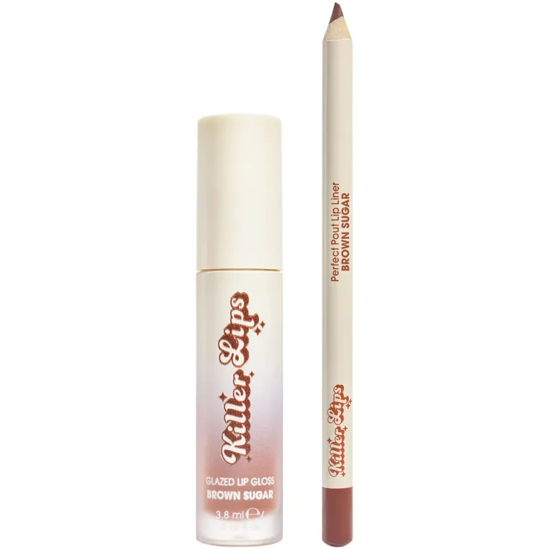 Set pentru ingrijirea buzelor Killer Lips Brown Sugar: creion + gloss, 3.8 ml