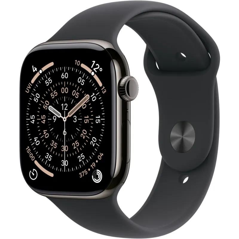 Apple Watch 11, GPS + Cellular, 46 mm, Slate Titanium Case, Black Sport Band - M/L