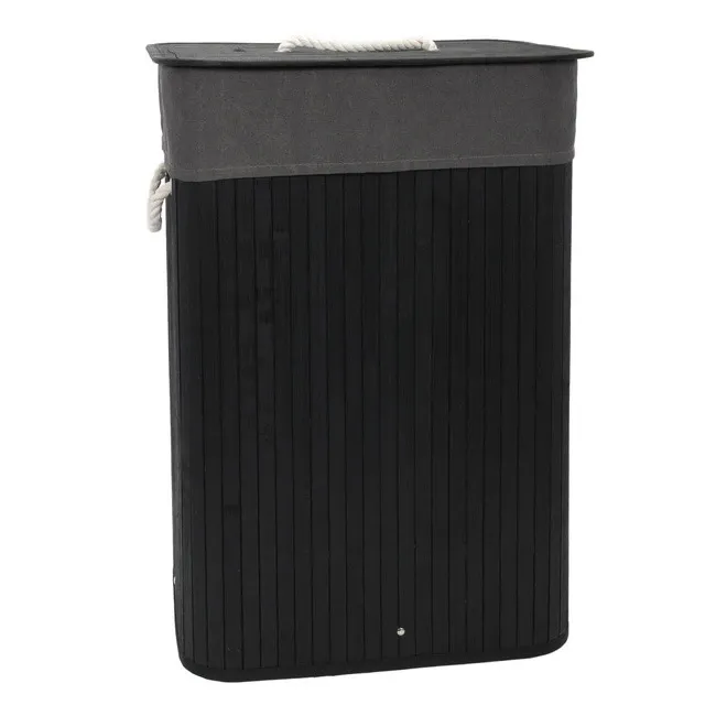 Cos de rufe NUXIO, 80 l, negru, bambus, detasabil, demontabil, 42x32x60cm