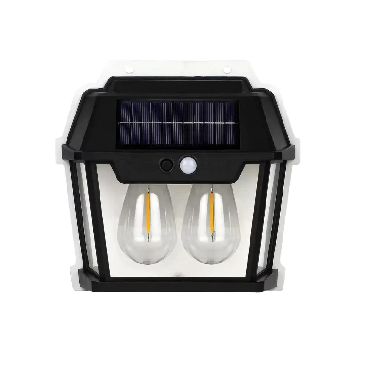 Lampa Solara de Perete Cu 2 Becuri LED, Pentru Exterior, Cu Senzor de Miscare si Lumina, Incarcare Solara, Acumulator Integrat 1800 mAh, Fara Fir, 3 Moduri de Lumina, 28W, 600 Lumeni, Rezistent la Apa, HW9992W, Culoare Negru