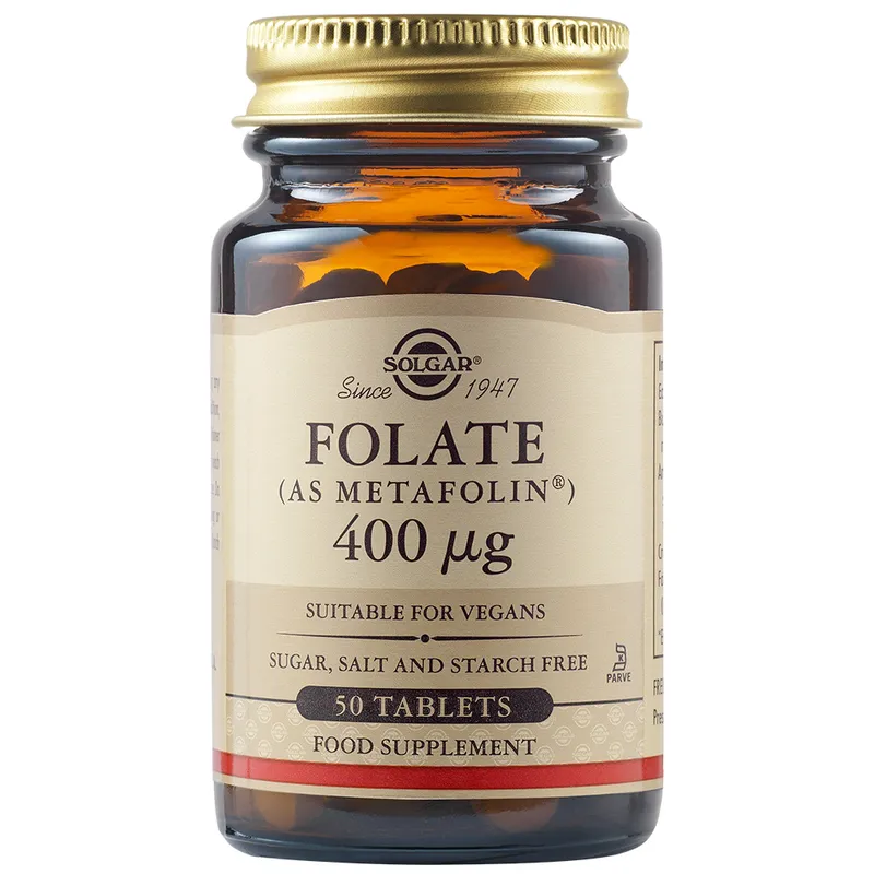 Acid folic Folate 400 ug, 50 tablete, Solgar : Farmacia Tei online