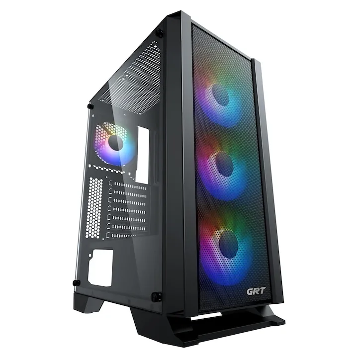 Sistem Desktop PC Gaming GRT RGB FAN cu procesor AMD Ryzen 5 7600X pana la 5.3Ghz, 16GB DDR5, 1TB SSD M.2, Radeon RX 7600 8GB GDDR6