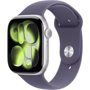Apple Watch 11, GPS, 42 mm, Silver Aluminium Case, Purple Fog Sport Band - S/M