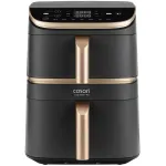 Friteuza cu aer cald dubla COSORI Turbo Tower Pro Smart CAFDC123SDEUR, 10.8l, 2630W, 3 rezistente, negru-auriu