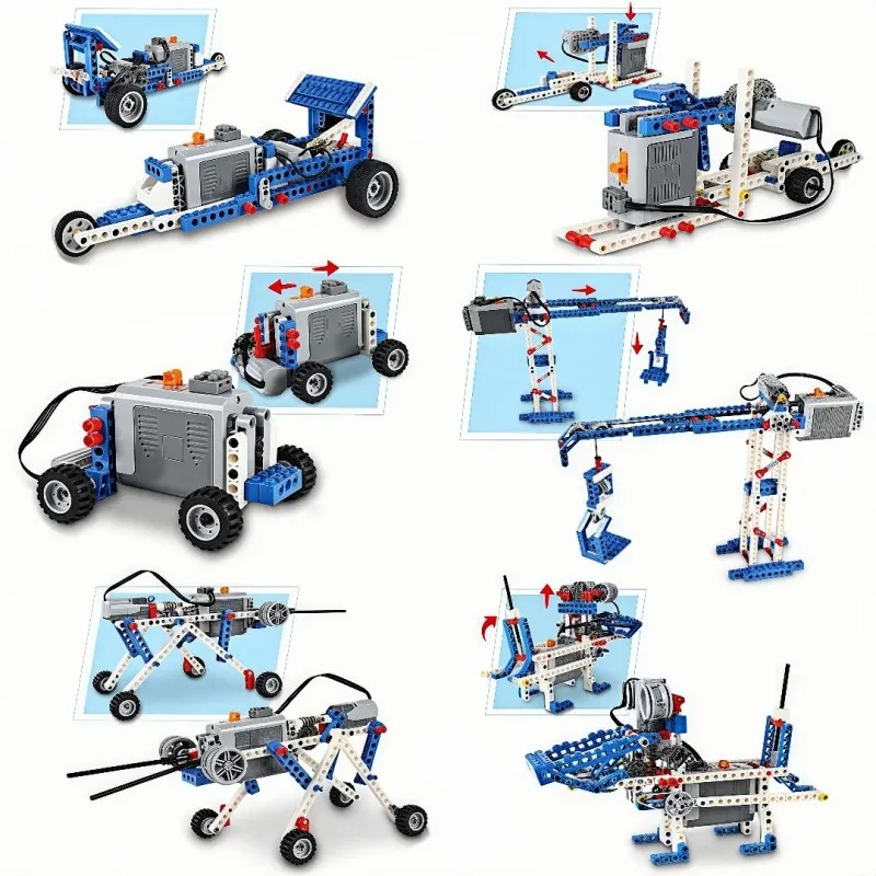 Set Constructie Robotica pentru Copii, HaploS®, Sistem Constructie Standard, Tutoriale, proiecte DIY si diverse metode de predare disponibile, Jucarie cu Motor Electric si Angrenaje, Motor M si Cutie De Baterii AA,9 Ani+