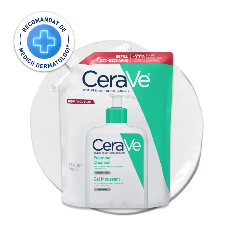 Rezerva Gel de curatare spumant CeraVe pentru piele normal-grasa, 473 ml