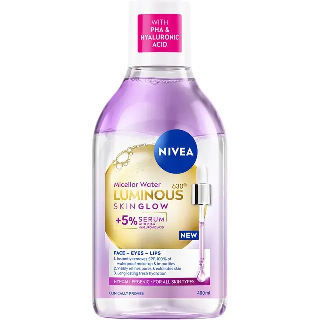 Apa micelara Nivea Luminous 630 Skin Glow, 400 ml