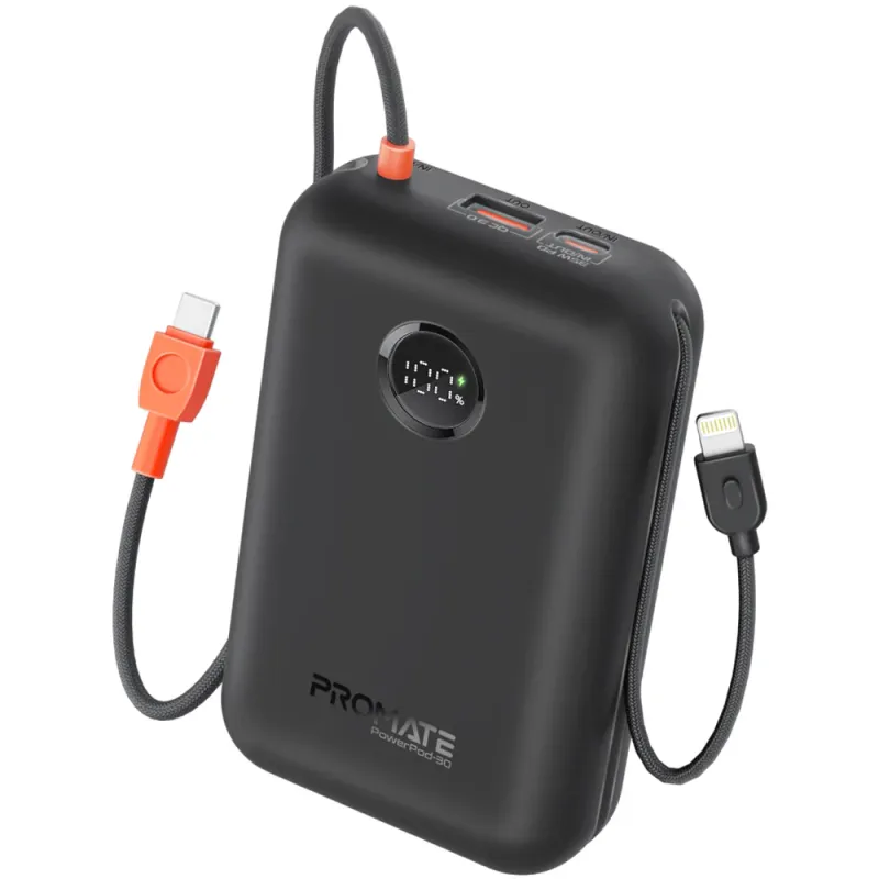 Baterie externa PROMATE Powerpod-30, 30000mAh, 2xUSB-C, negru