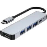 Hub USB-C, 5in1, 4K, Argintiu