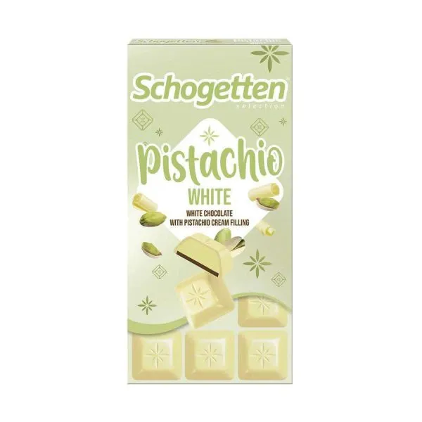Ciocolata Schogetten alba cu crema de fistic 100g