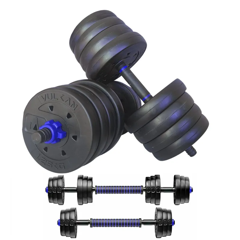 Set gantere si haltera 30 kg Vulkan® cu set manusi si mansete fitness