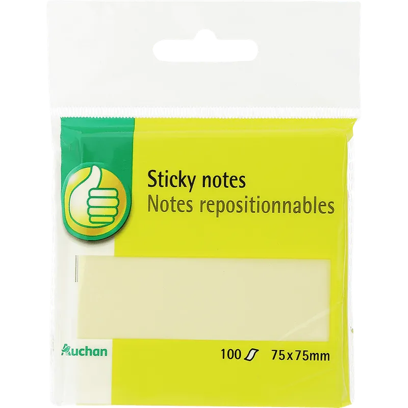 Notite adezive Auchan, 75 x 75 mm, 100 de bucati