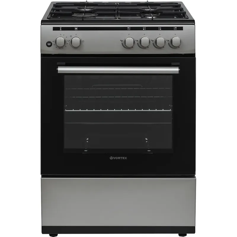 Aragaz VORTEX VAG6060SS01V, 4 arzatoare, Gaz, L 60 cm, Grill, argintiu