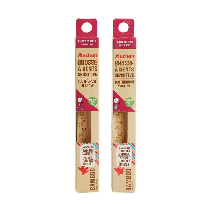 Periuta de dinti Auchan Sensitive, pentru copii, maner bambus