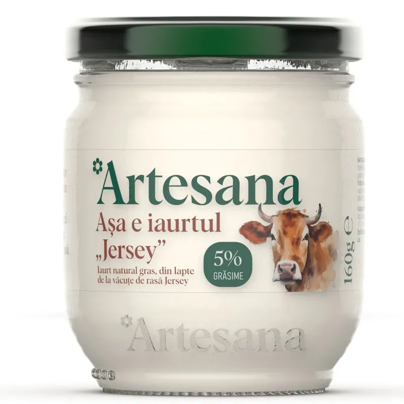 Iaurt natural gras Jersey Artesana, 5% grasime, 160 g