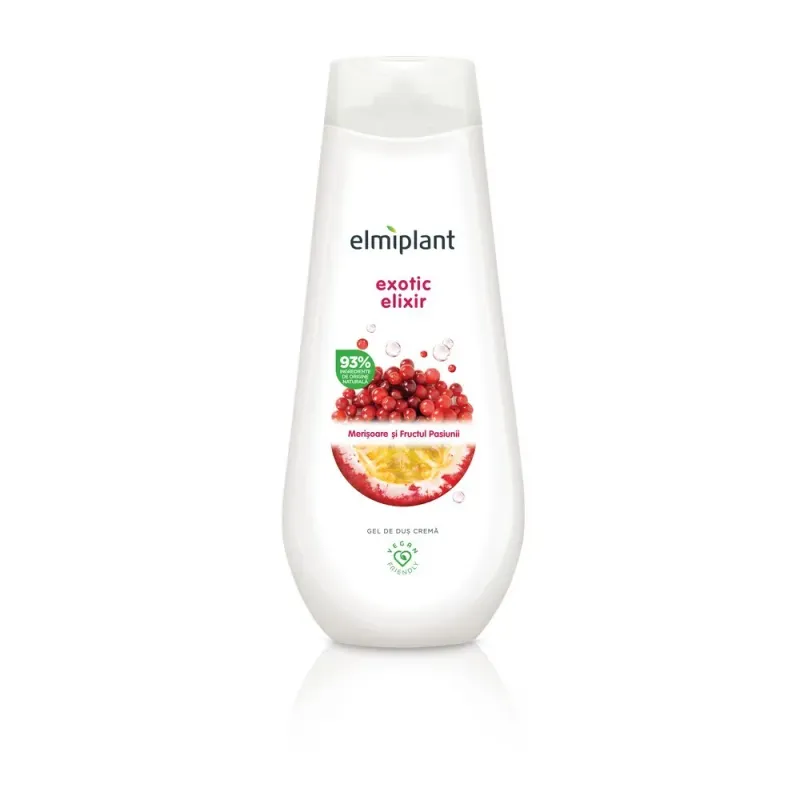 Gel de dus crema cu aroma de merisoare si fructul pasiunii Elmiplant, 750ml