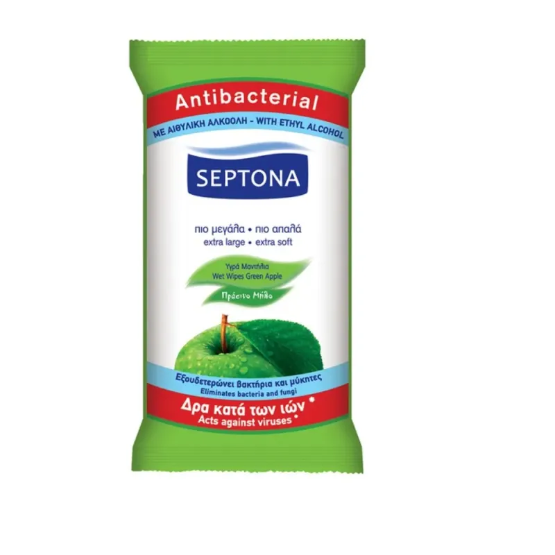 Servetele umede antibacteriene Septona, parfum de mar verde, 15 bucati