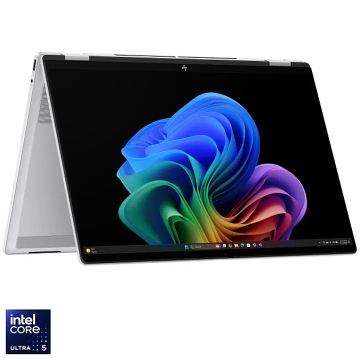 HP OmniBook X FlipNGAI 16-as0024nn cu procesor Intel® Core™ Ultra 5 226V pana la 4.5GHz, 16'', 2K, IPS, Touch, 16GB LPDDR5x RAM, 1TB SSD, Intel® Arc™ , Windows 11 Home, Glacier Silver