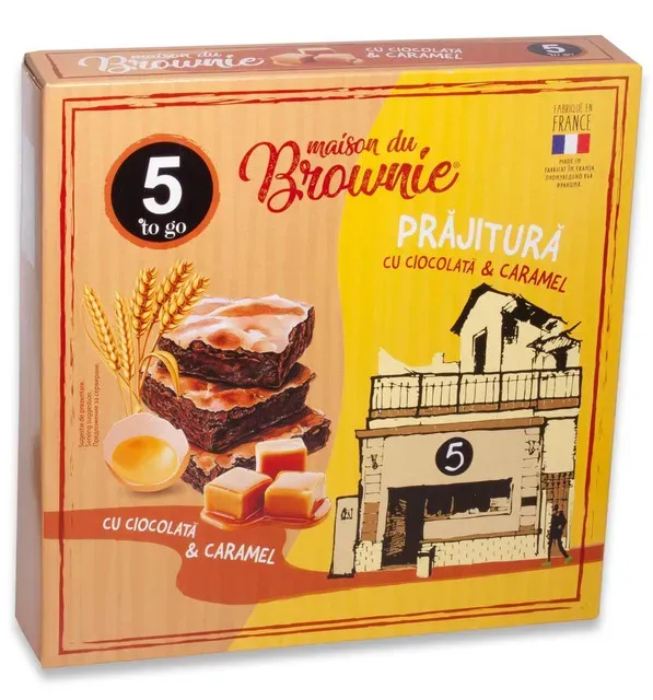 Prajitura cu ciocolata si caramel 5 To Go Maison du Brownie, 285 g