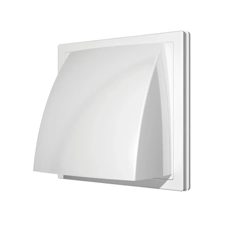 Grila ventilatie Ø125mm patrata cu clapeta antiretur, exterior 150x150, ASA plastic Alb